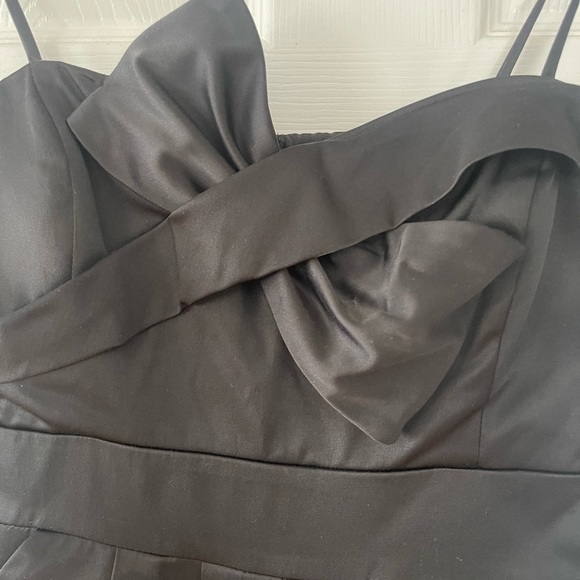 Davids Bridal INTRIGUE Black Spaghetti Satin Cocktail Dress - Picture 2 of 4